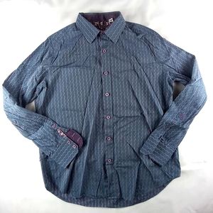 Robert Graham flipcuff button shirt classic fit green purple mens size medium